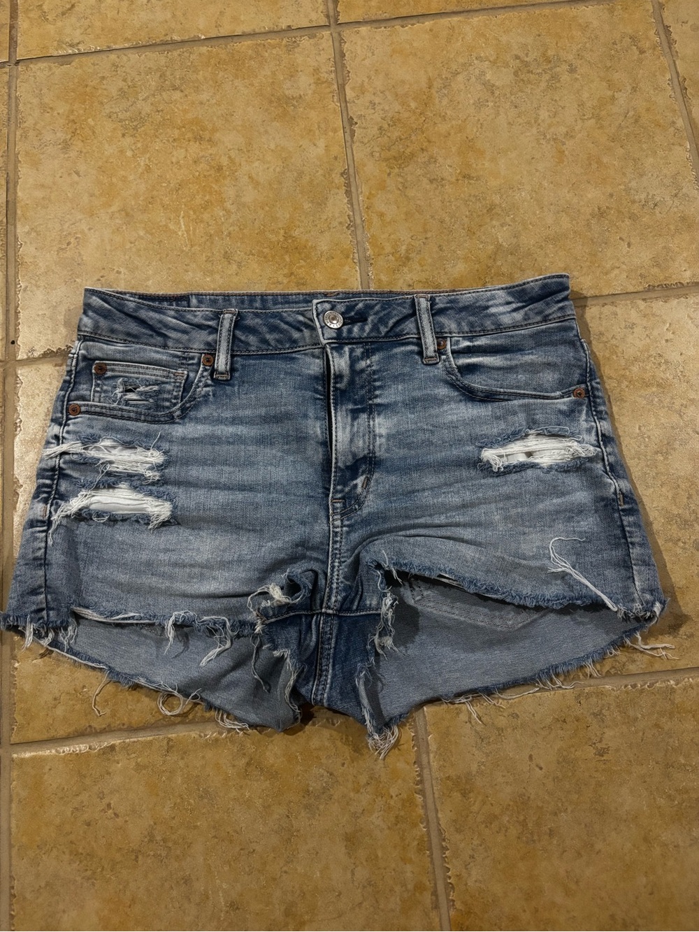 Distressed High-Waist Denim